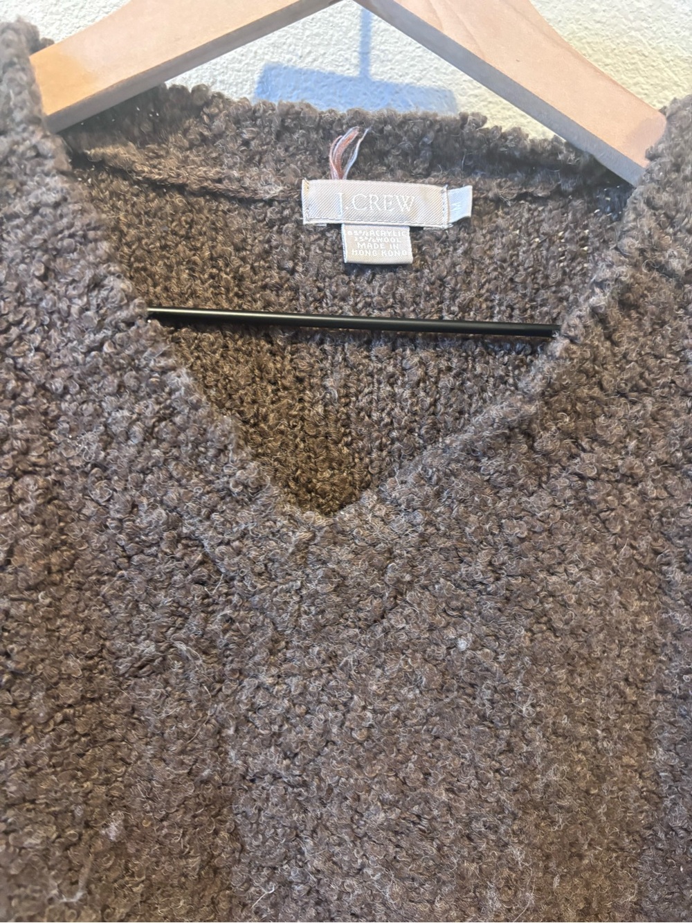 J. Crew V-Neck Chunky Knit Sweater - Dark Brown - Picture 2 of 2